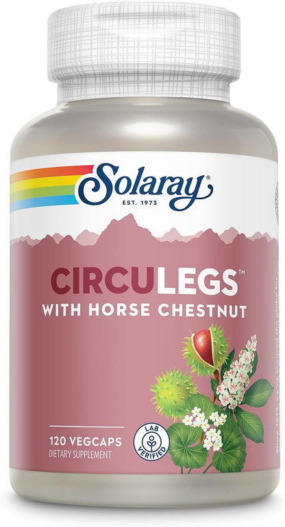 SOLARAY Circulegs - Herbal Supplement with Horse Chestnut Extract & Vitamin C, Vegan, Gluten-Free - 60 Servings