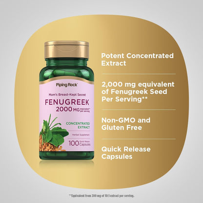 Piping Rock Fenugreek Capsules for Women – 100 Capsules, Seed Extract Concentrate