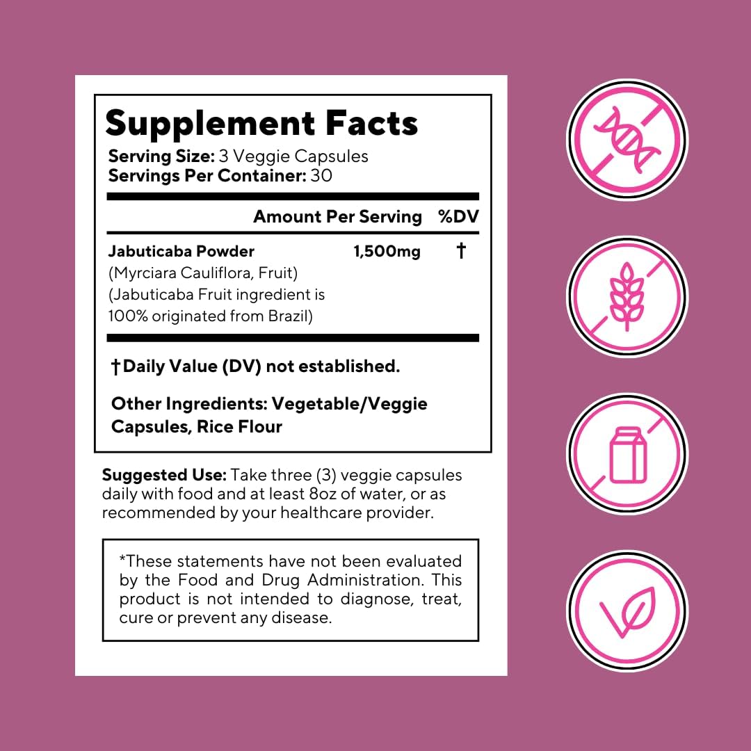 Vitapia Jabuticaba Fruit Powder Supplement - 1500mg per Serving, 90 Vegan Capsules - görsel 7