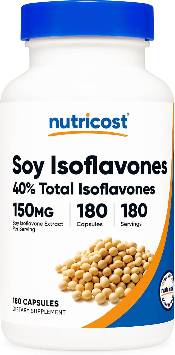 Nutricost Soya Isoflavones 150mg, 180 Veggie Capsules - Gluten-free, Non-GMO, Vegan Friendly - görsel 1