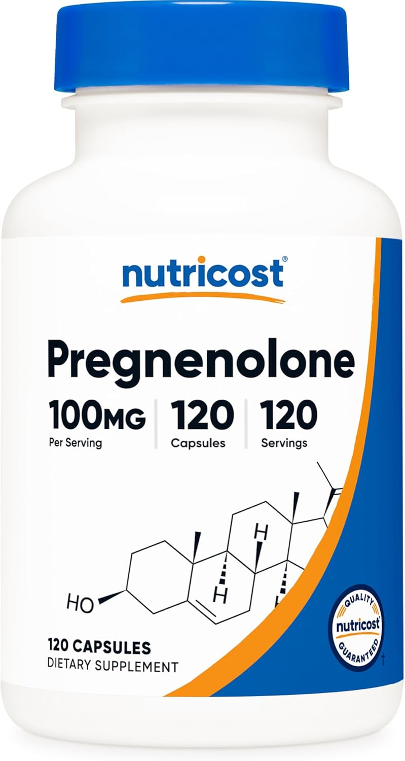 Nutricost Pregnenolone 100mg, 120 Capsules - Non-GM, Gluten-free, Vegetarian - görsel 1