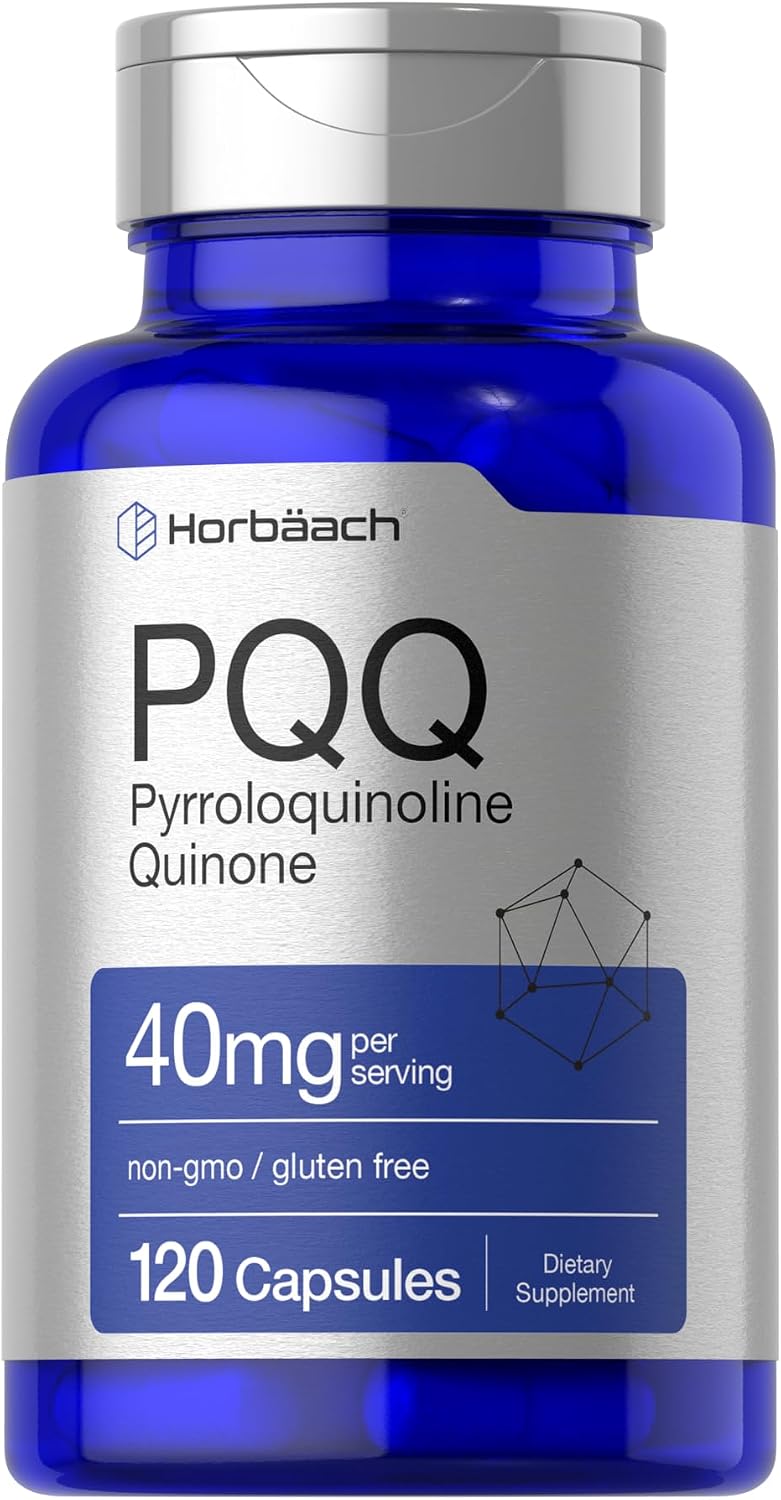 Horbäach PQQ Supplement 40 mg | 120 Capsules | Maximum Strength | Non-GMO & Gluten-free | Pyrroloquinoline Quinone Disodium Salt - görsel 1