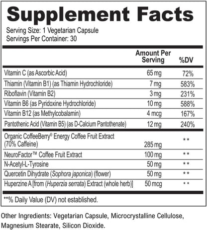 ScimeraMD FocusMD Brain Supplement with Nootropic Organic Coffeeberry and Huperzine A - 30 Capsules