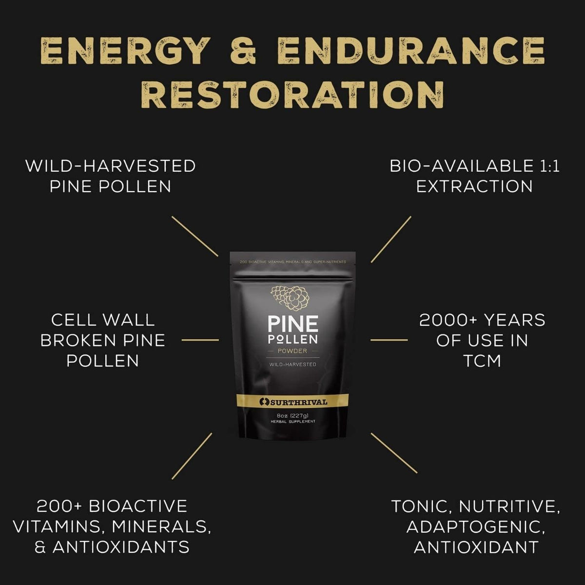 Surthrival Pine Pollen Powder (227g) - Wild Harvested - görsel 2