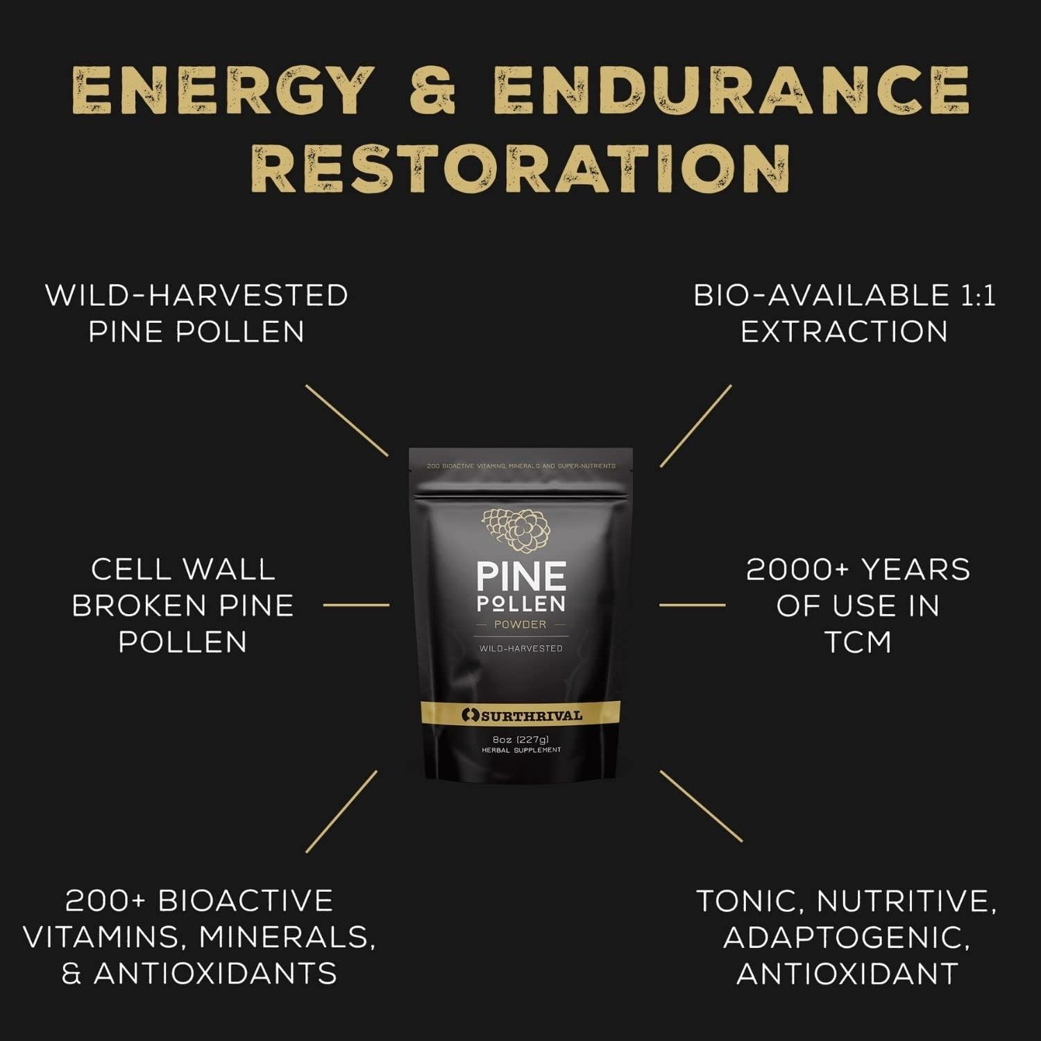 Surthrival Pine Pollen Powder (227g) - Wild Harvested - görsel 2