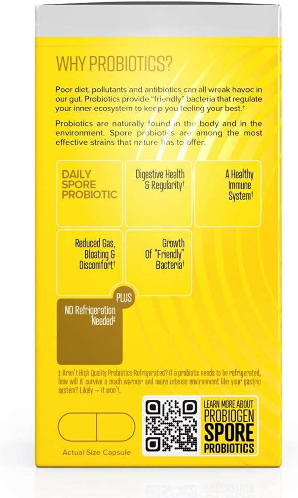 Probiogen Spore Probiotic - Daily Digestive & Gut Health Support - Probiotics for Women and Men - 30 Capsules - görsel 4