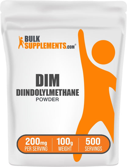 BulkSupplements.com DIM Powder - Diindolylmethane Supplement, 200mg per Serving, Unflavoured, Gluten-free, 100g (3.5 oz)
