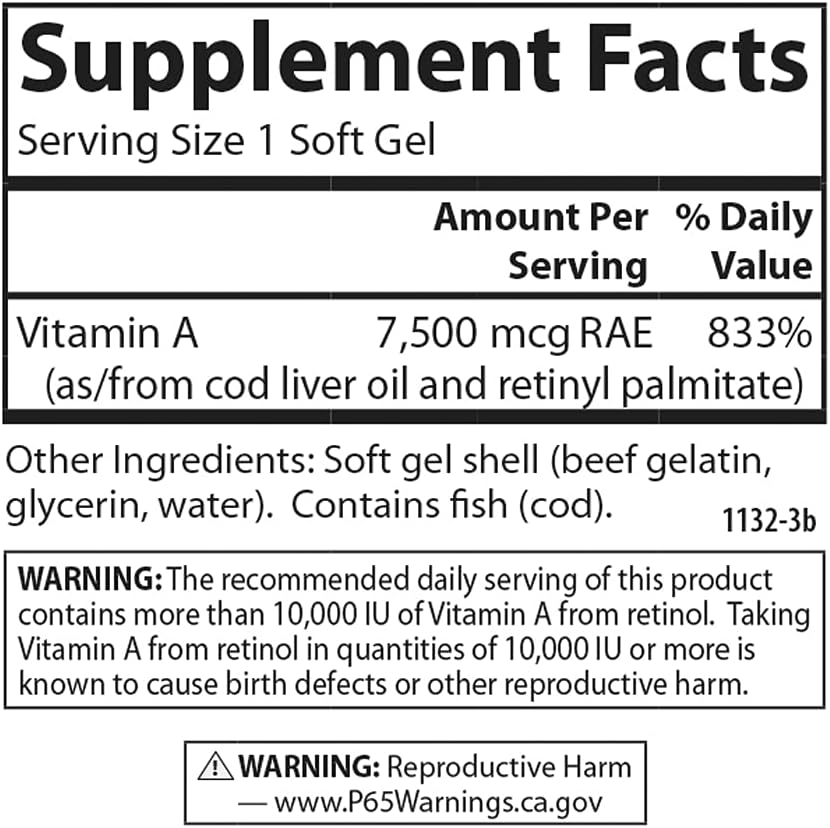 Carlson Vitamin A 25,000 IU, 250 Soft Gels - görsel 4