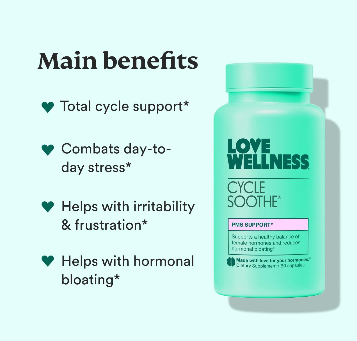 Love Wellness Cycle Soothe Supplement | Supports a Positive Mood | Helps with PMS, Hormonal Balance & Stress Relief | 60 Capsules - görsel 7