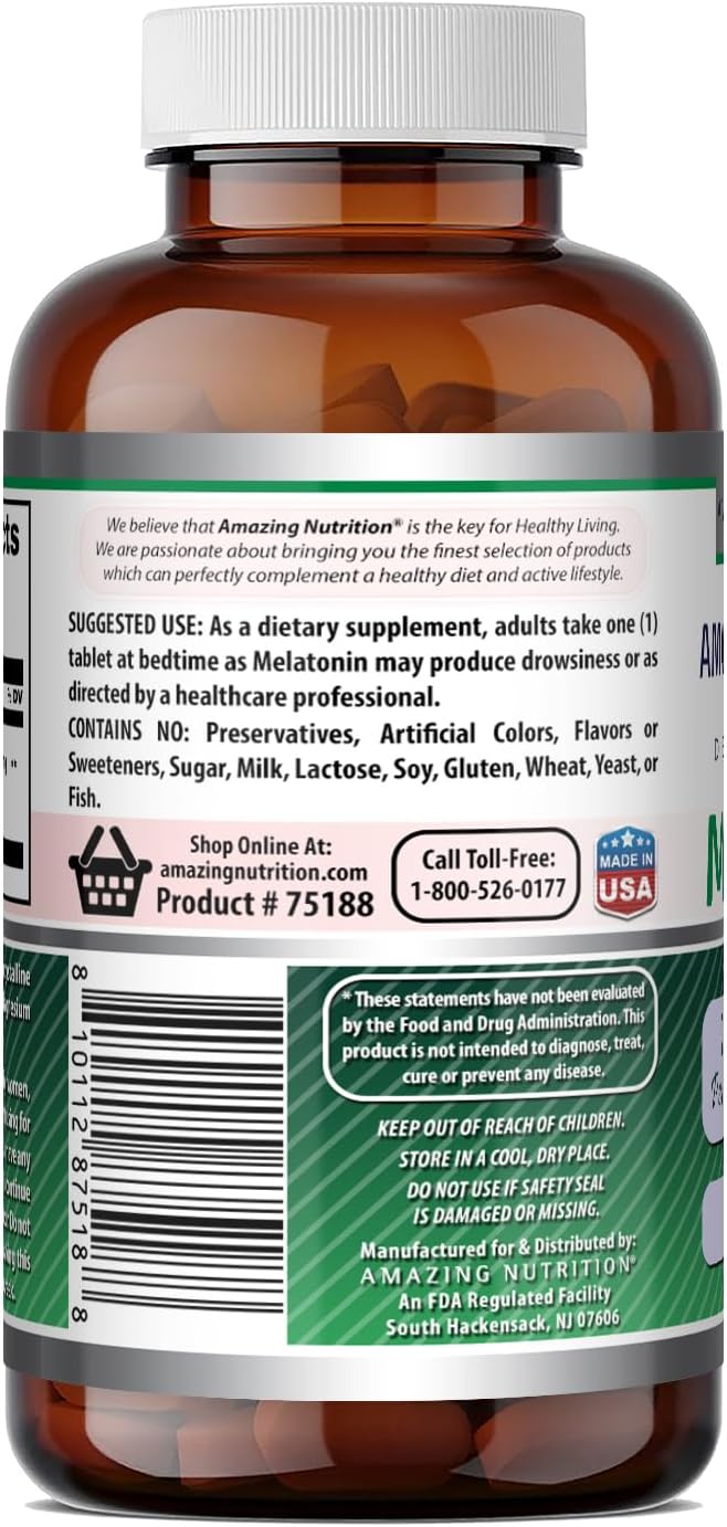 Amazing Formulae Melatonin Supplement | 20 mg Per Serving | Tablets | Non-GMO | Gluten-free | Made in the USA (1 Pack, 120 Tablets) - görsel 4