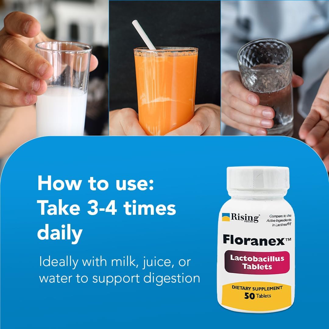 Rising Health Floranex™ Lactobacillus Probiotic Dietary Supplement Tablets for Digestive & Gut Health - görsel 5