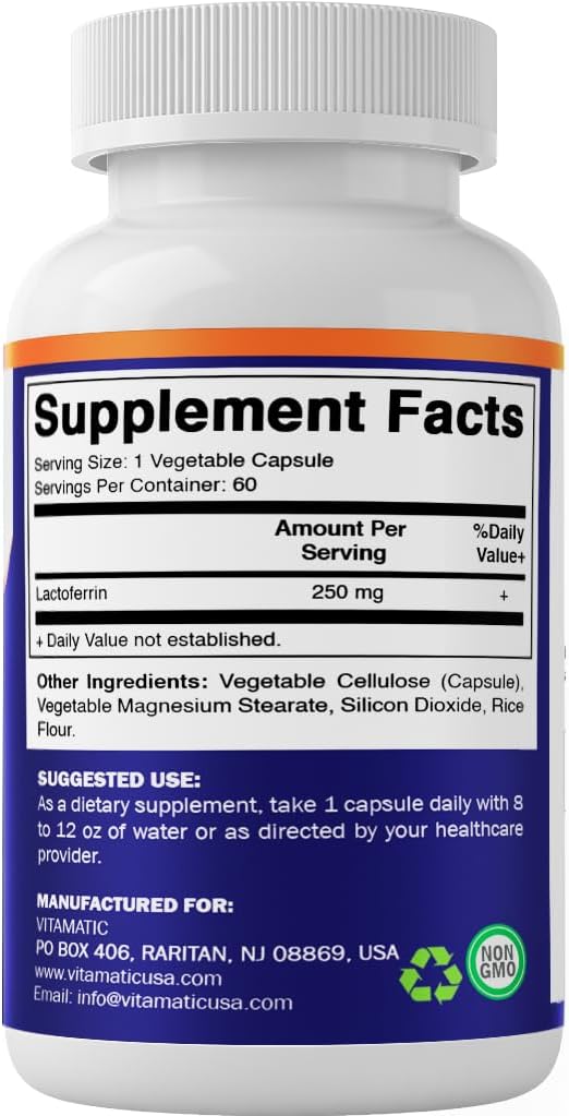 Vitamatic Lactoferrin 250mg – 60 Vegetable Capsules - görsel 8