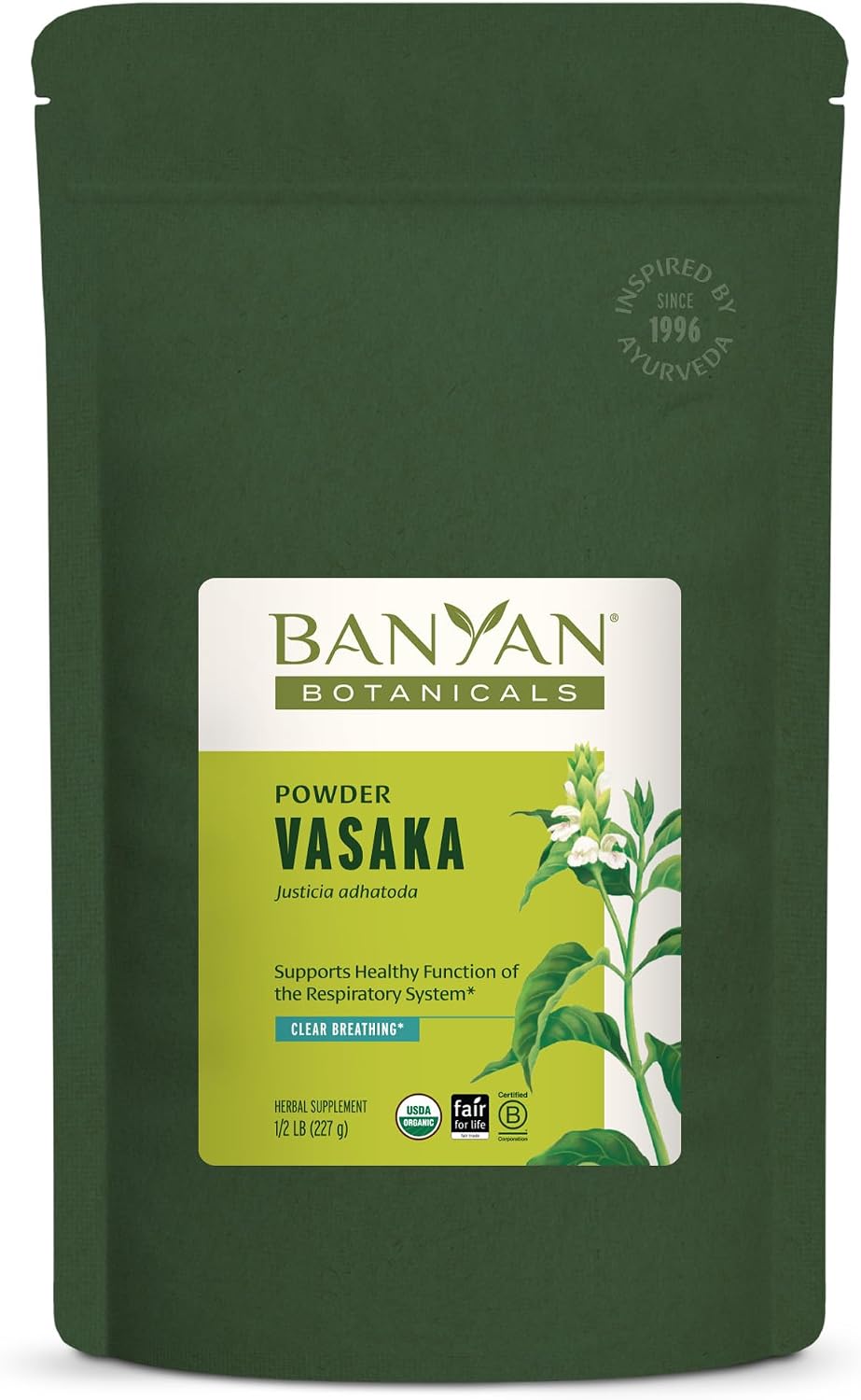 Banyan Botanicals Vasaka Powder - Certified Organic, 227g - Adhatoda vasica - görsel 1