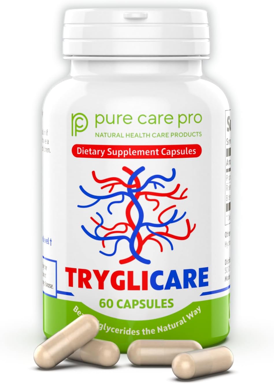 Tryglicare All-Natural Triglyceride Lowering Supplement – Premium Herbal Formula to Balance and Maintain Healthy Triglyceride & Cholesterol Levels – 60 Vegan, Gluten-Free Capsules - görsel 1