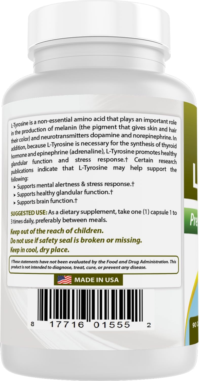 Best Naturals L-Tyrosine 500 mg, 90 Capsules - görsel 7