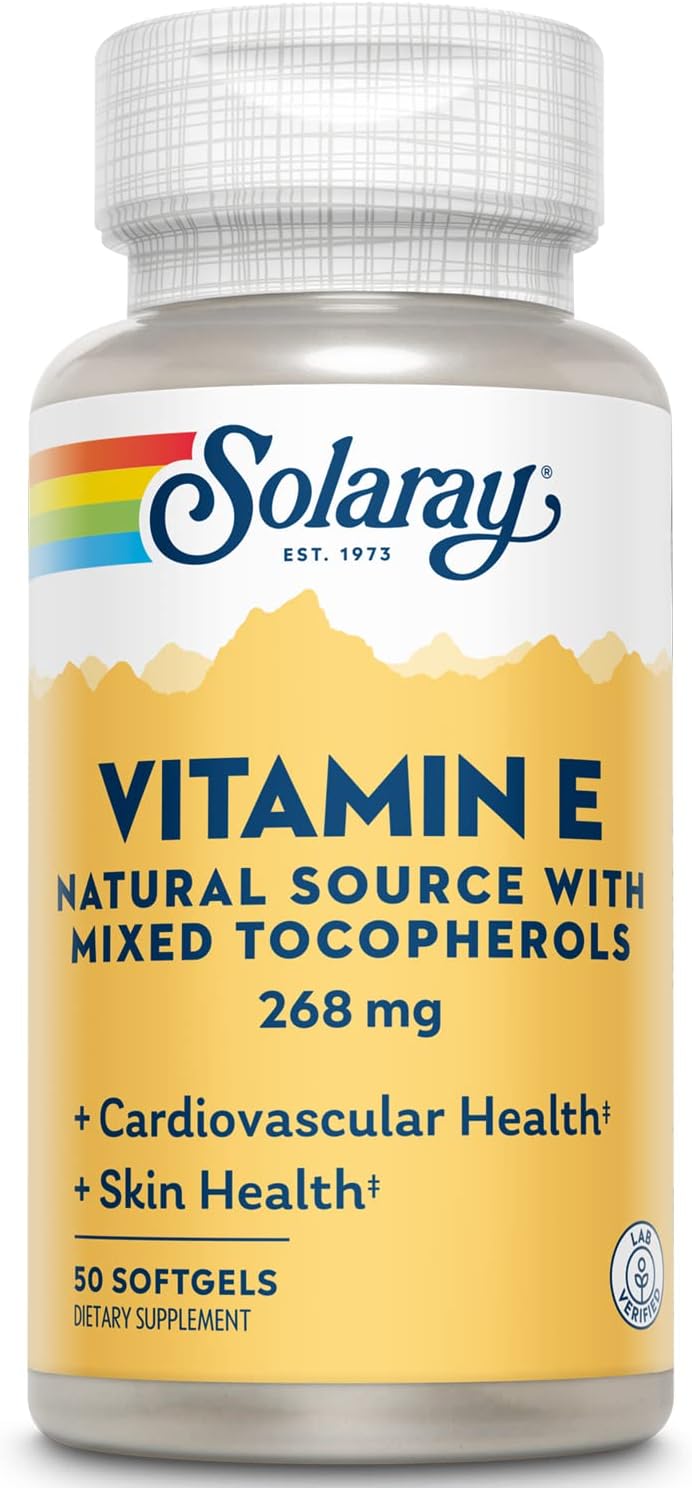 SOLARAY Vitamin E d-Alpha Tocopherol 268mg (400 IU) – Heart & Skin Health, Antioxidant Support (50 Softgels) - görsel 1