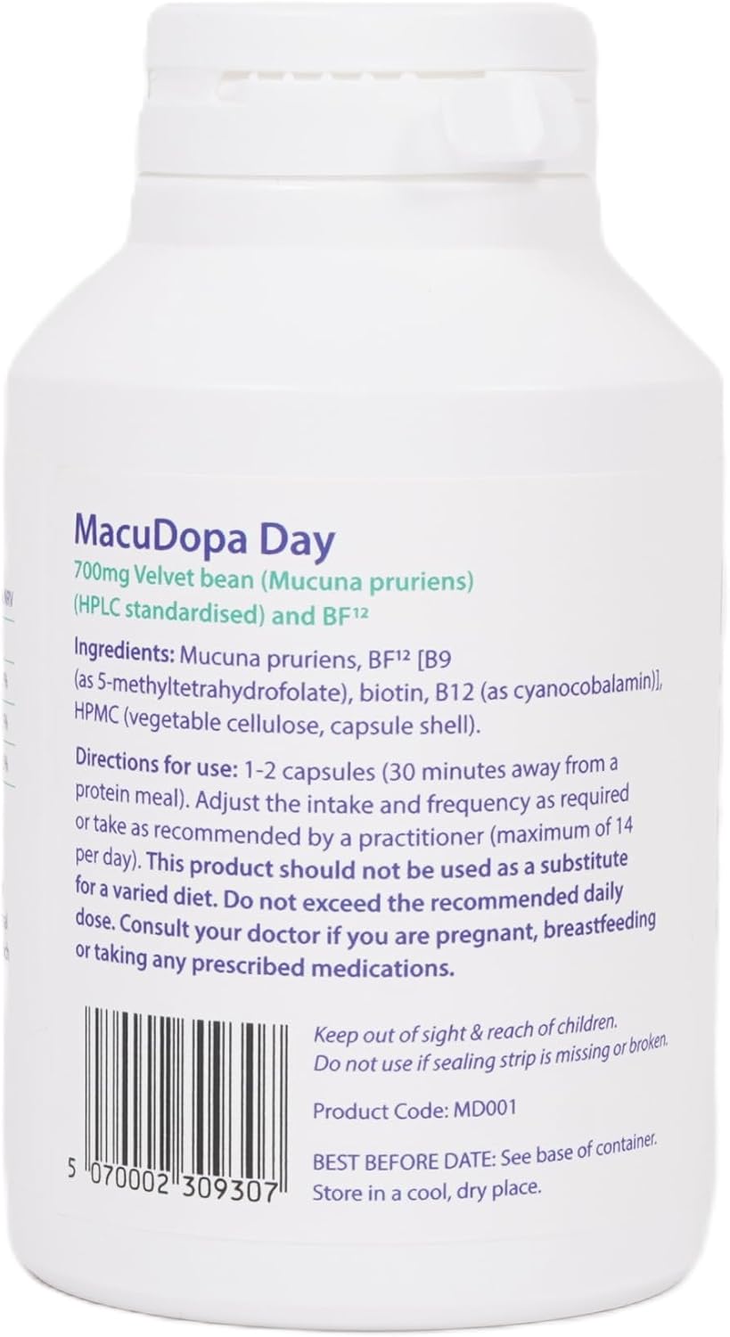MacuDopa Day Capsules: Mucuna Pruriens Food Supplement with 100mg Levodopa, 120 Veggie Capsules - görsel 2