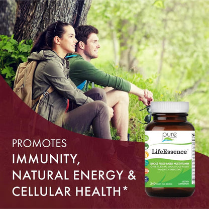PURE ESSENCE LABS LifeEssence Multivitamin for Women and Men - Natural Herbal Supplement with Vitamin D, B12, Biotin - 120 Tablets