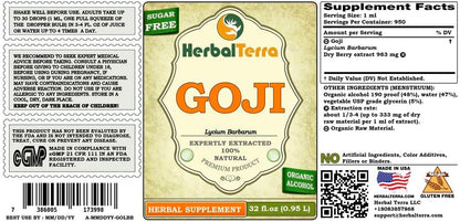 HerbalTerra Goji Berry Tincture - Organic Dried Berries Liquid Extract, 950 ml
