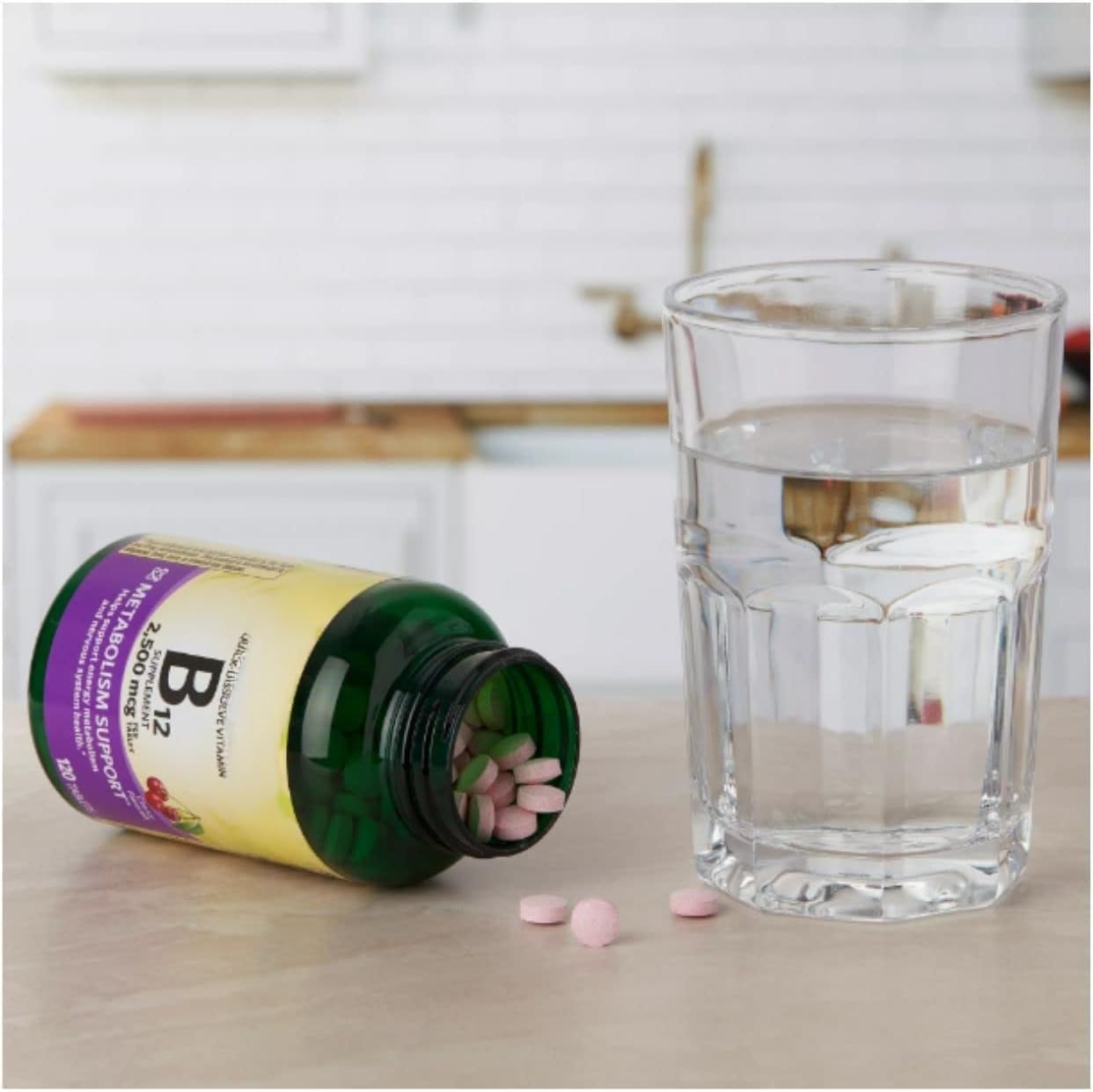 Spring Valley Vitamin B12 Quick-Dissolve Tablets, 2500 mcg, Cherry Flavour, 120 Tablets - görsel 3