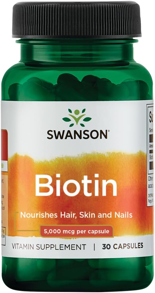 Swanson Biotin (Vitamin B7) 5000 mcg, 30 Capsules - görsel 1