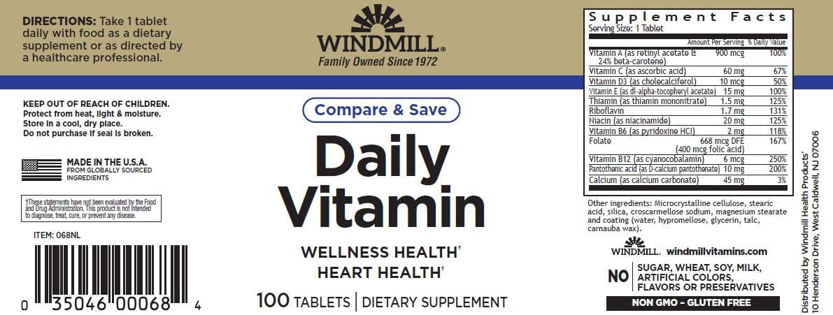 Windmill Daily Vitamin - 100 Tablets - görsel 2