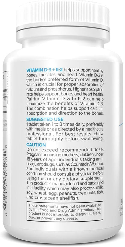 Portions Master Vitamin D3 5000 IU + K2 MK-7, Bone & Heart (60 Capsules)