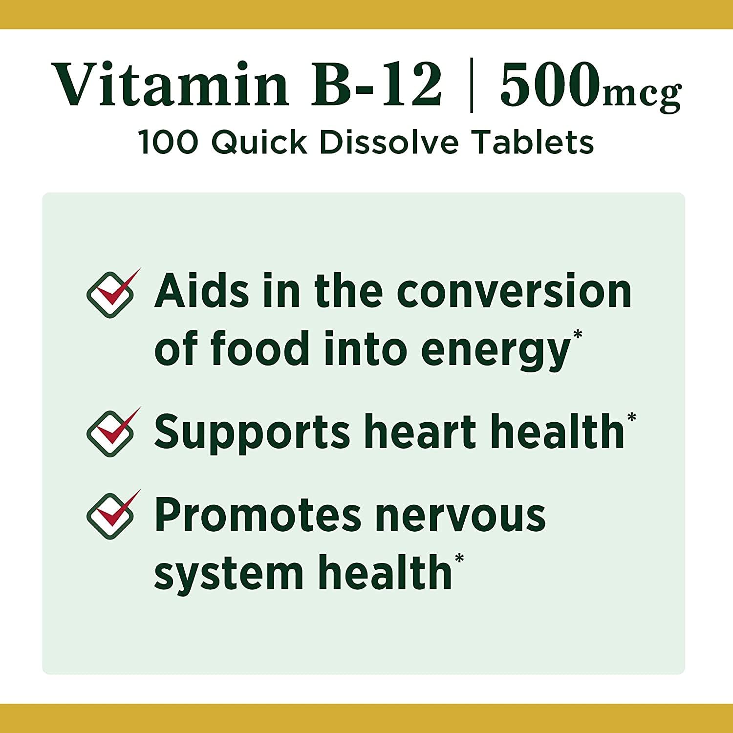 Nature's Bounty Vitamin B12 500mcg Sublingual Tablets, Pack of Two - görsel 3