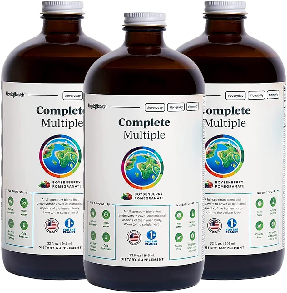 LIQUIDHEALTH Complete Multiple Adult Liquid Multivitamin with Real Fruits & Vegetables, Immune & Gut Health Support, Energy, Vegan, Non-GMO (946 ml) - görsel 8