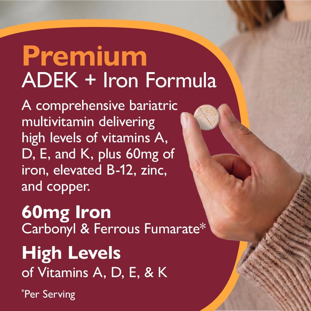 Celebrate Vitamins Multi ADEK Chewables, 60mg Iron - Daily Bariatric Multivitamin for Duodenal Switch Surgery Patients - Grape (60 Tablets) - görsel 8