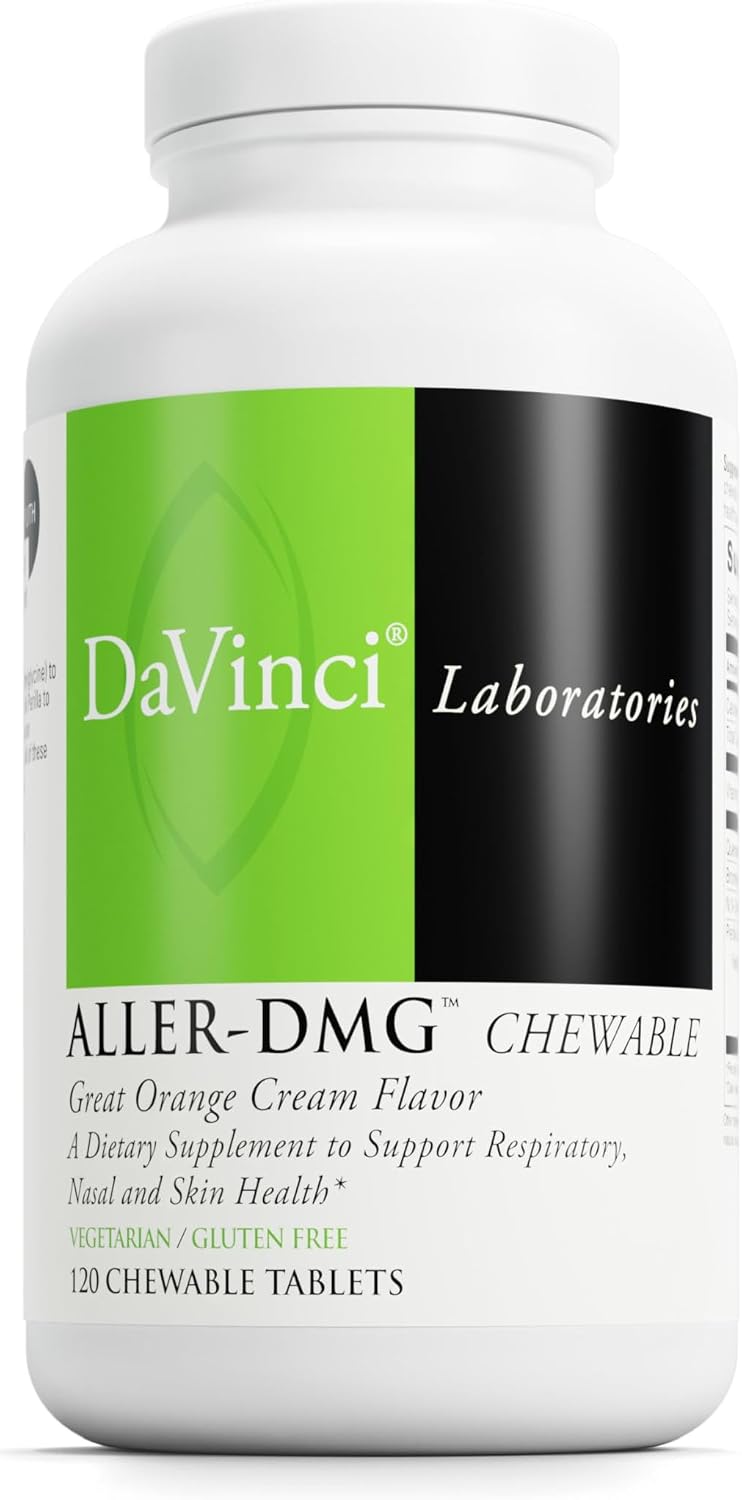 DAVINCI Labs Aller-DMG Chewable - Immune Health Support, Histamine Aid & Respiratory Support - Orange Cream Flavour - 120 Chewable Vegetarian Tablets (60 Servings) - görsel 1