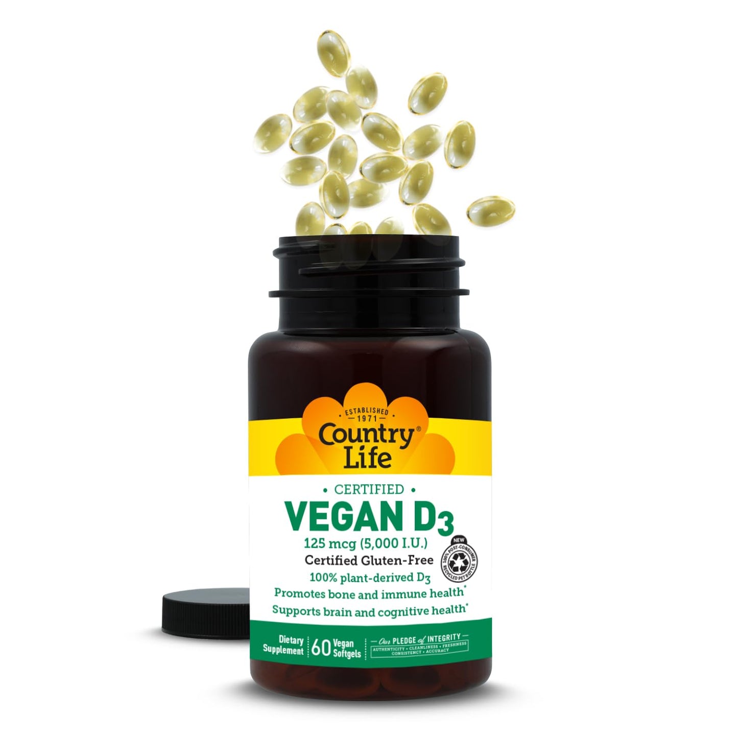 Country Life Vegan D3 5000 IU – Plant-Derived Vitamin D3 from Lichen – 60 Softgels - görsel 2