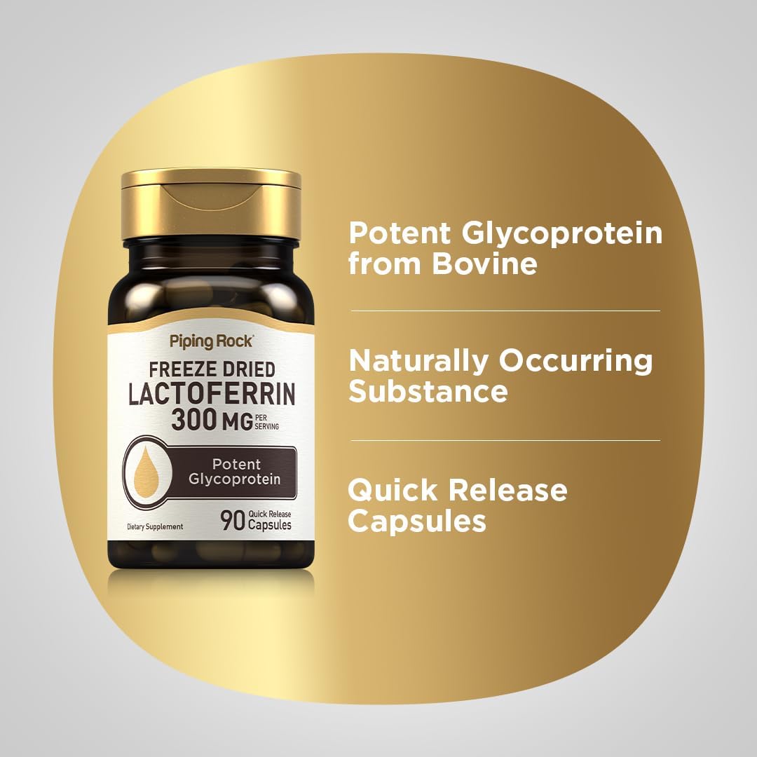 Piping Rock Lactoferrin Supplement | 300mg | 90 Capsules | Freeze Dried Potent Glycoprotein | Non-GMO, Gluten-free - görsel 4