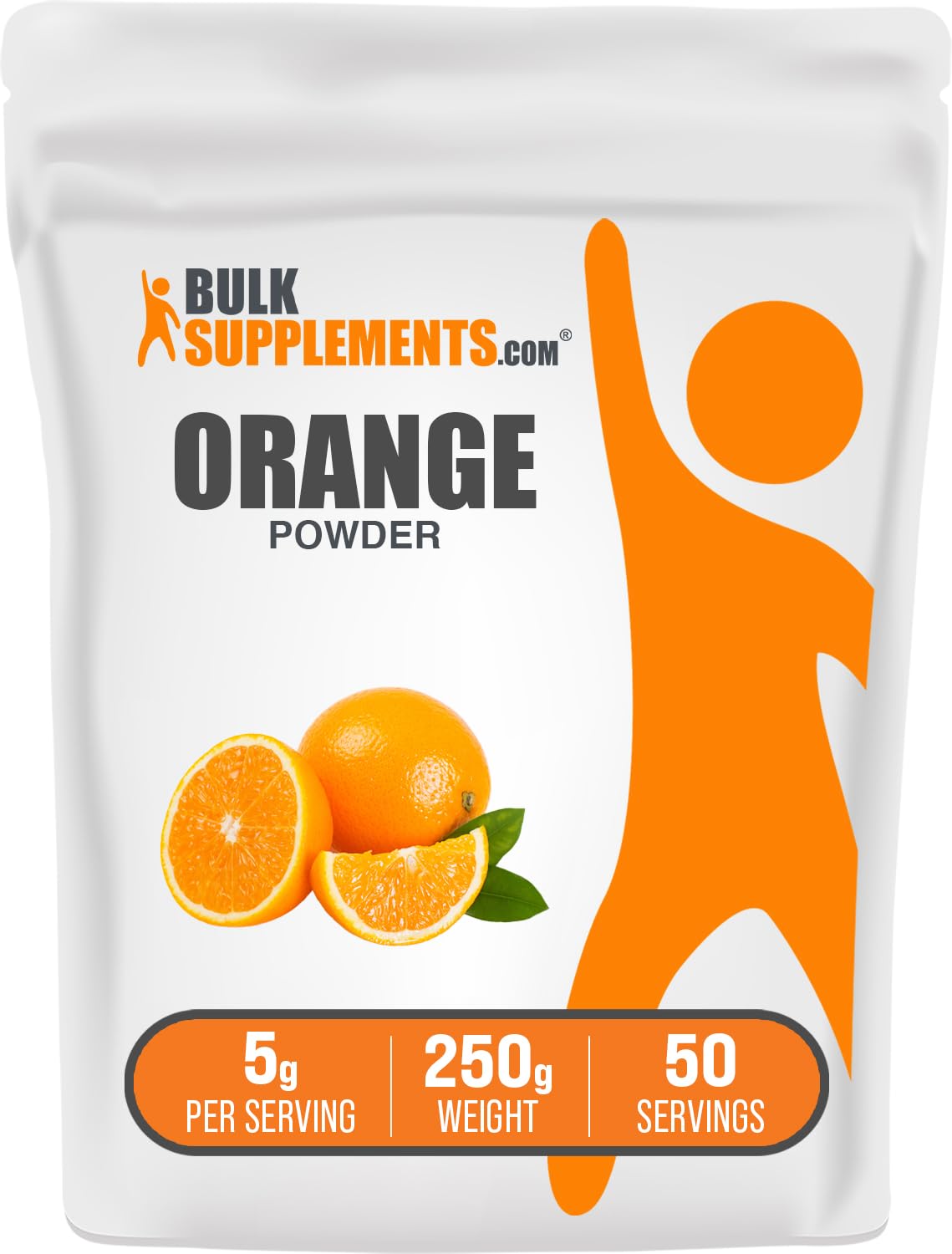 BulkSupplements.com Orange Powder – Orange Fruit Powder, Nutrient-Rich Flavouring, Gluten-free, 5g per Serving, 250g - görsel 1