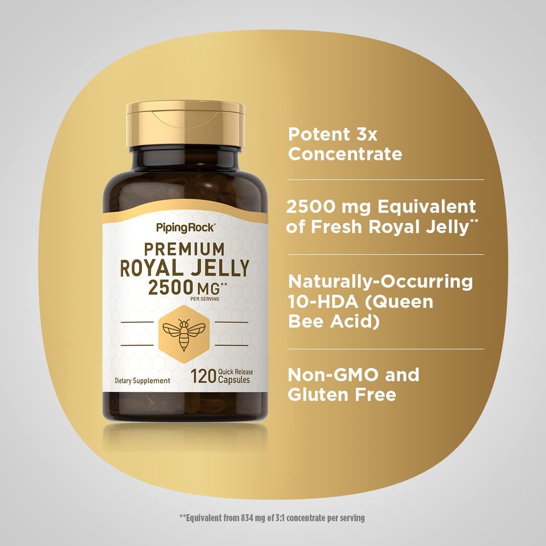 Piping Rock Royal Jelly Capsules | 120 Capsules | Non-GMO, Gluten-free Supplement - görsel 4