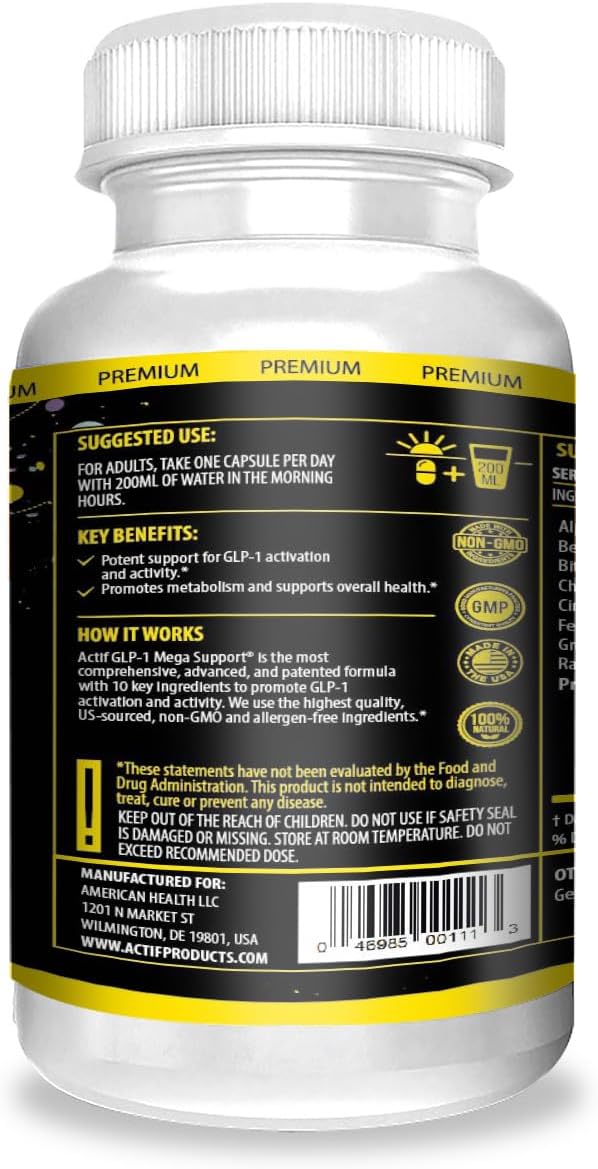 ACTIF GLP-1 Mega Support with 10 Advanced Weight Factors and Probiotics - 60 Capsules - görsel 2