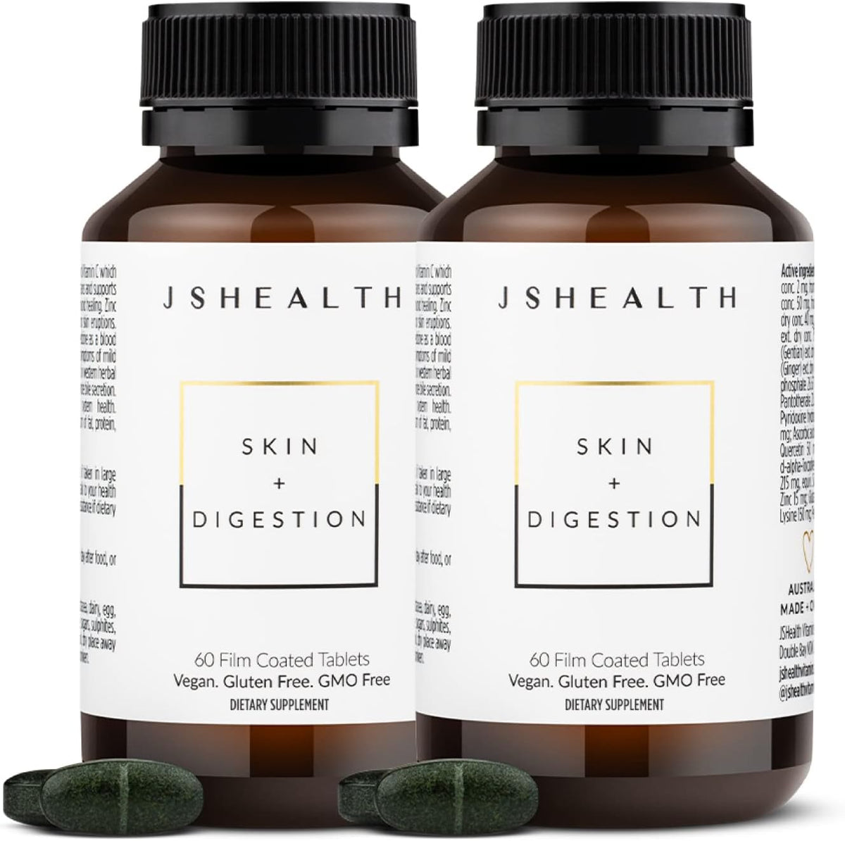 JSHealth Vitamins Skin and Digestion Formula – Supplement for Clear Skin and Digestive Health (120 Capsules) - görsel 1