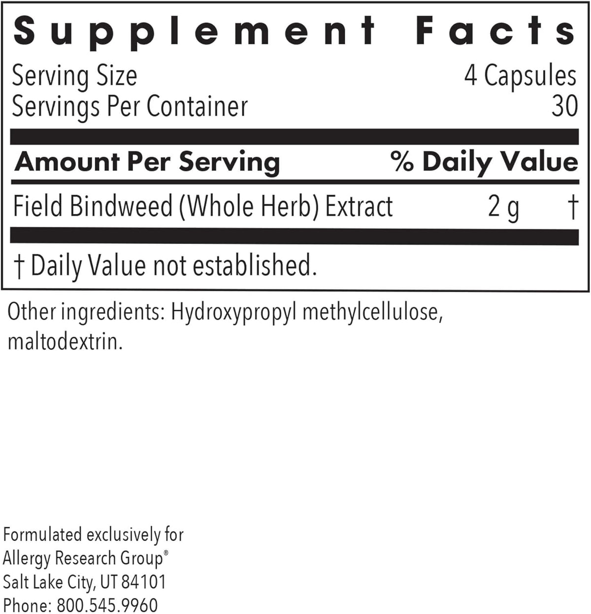 Allergy Research Group ARG VascuStatin Formula – Immune Support Supplement with Field Bindweed Extract - görsel 3