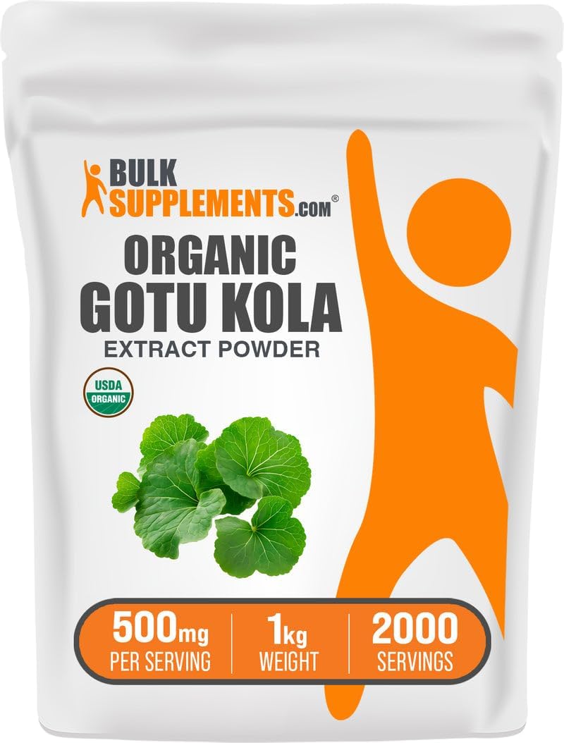 BulkSupplements.com Organic Gotu Kola Extract Powder - Gotu Kola Powder from Centella Asiatica Herb - Gluten-free, 500mg per Serving, 1kg (Pack of 1) - görsel 1