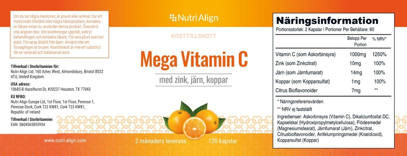 Nutri-Align Mega Vitamin C 1000mg - 120 Capsules - görsel 4