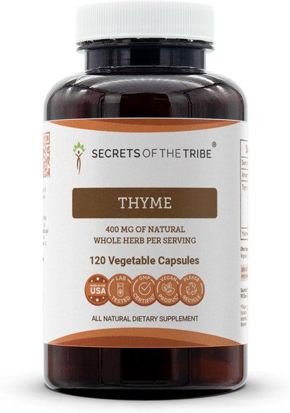 Secrets of the Tribe Thyme 120 Capsules – Herbal Supplement with Thymus Vulgaris