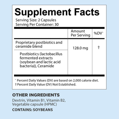 FRESHLITE Japanese Clear Skin Ceramide Supplement – Plant-Based Ceramide & Postbiotics for Hydration, Barrier & Elasticity – Non-GMO, Gluten-Free, 60 Vegan Capsules