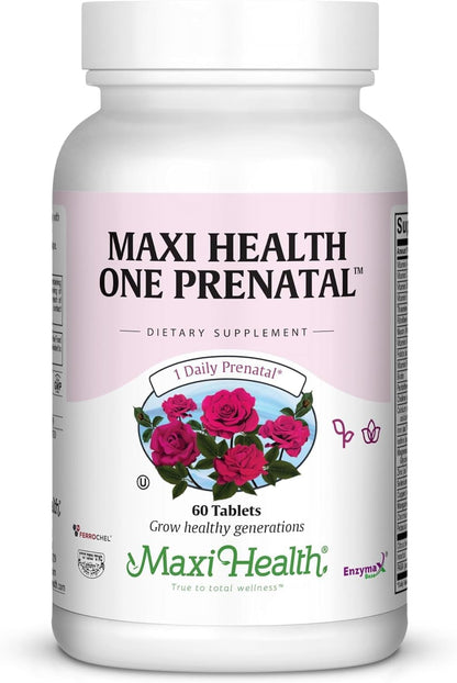 Maxi Health Prenatal Vitamins for Women – Once Daily with Iron, Folate, Choline and Vitamin D3 – 60 Tablets