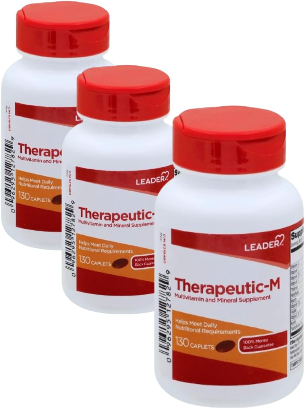 Leader Therapeutic-M Multivitamin and Mineral Supplement - 130 Caplets (Pack of 3) - görsel 1