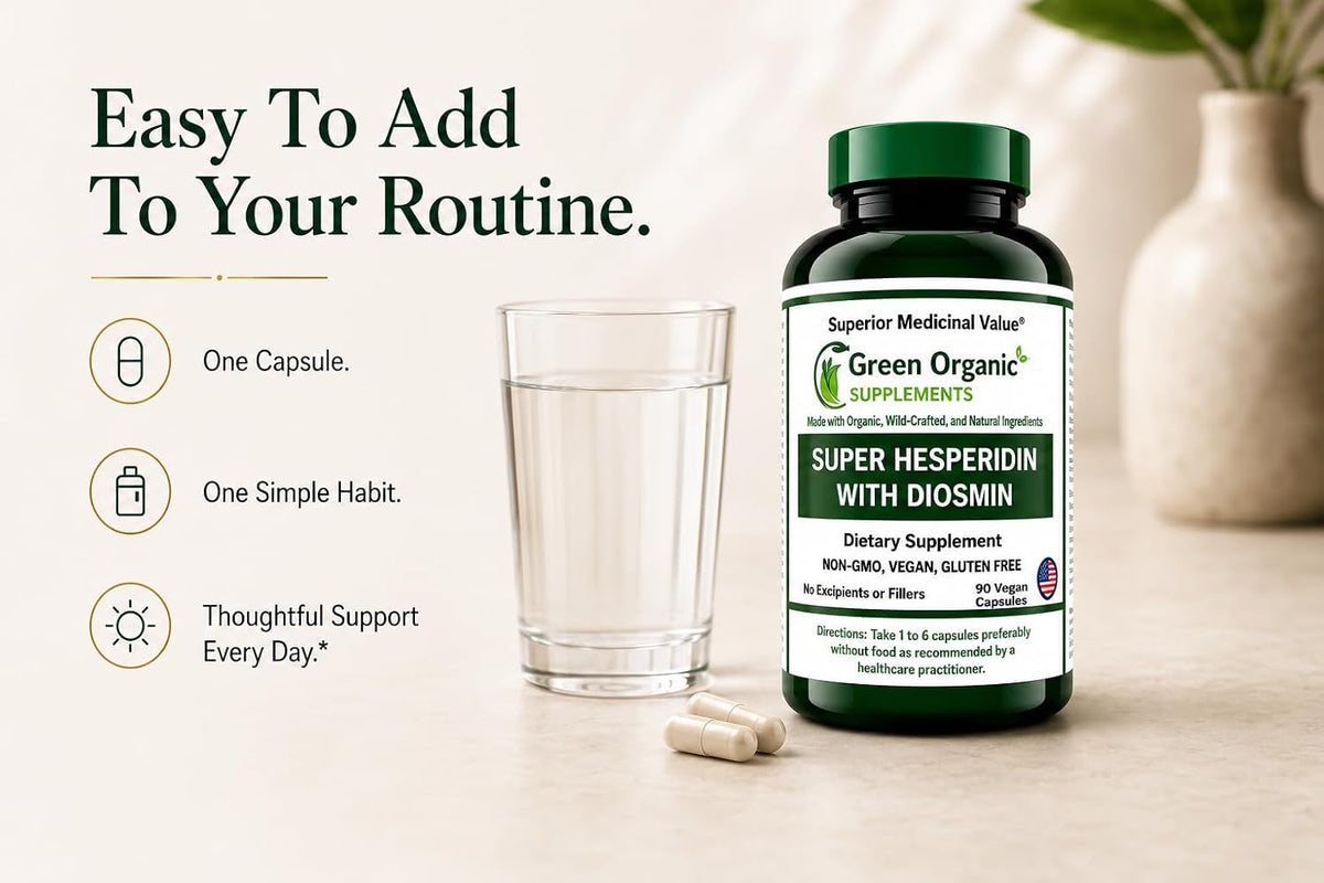 Green Organic Supplements Super Hesperidin with Diosmin, Narangin Hand Made, Non-GMO, Vegan & Gluten-free - görsel 7