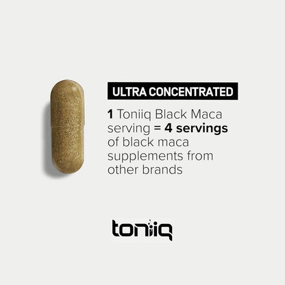 Toniiq Black Maca Root – Ultra High Potency 20:1 Extract – Single Origin, Wildcrafted & Highly Concentrated – Third-Party Lab Tested – 120 Capsules