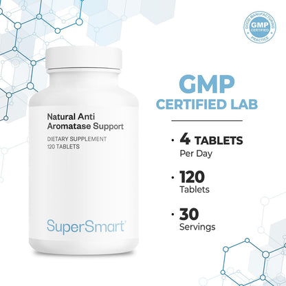 Supersmart – Natural Anti Aromatase Support (Advanced Formula) – with DIM, Genistein, Chrysin – Aromatase Inhibitor Supplement | Non-GMO & Gluten-Free – 120 Tablets