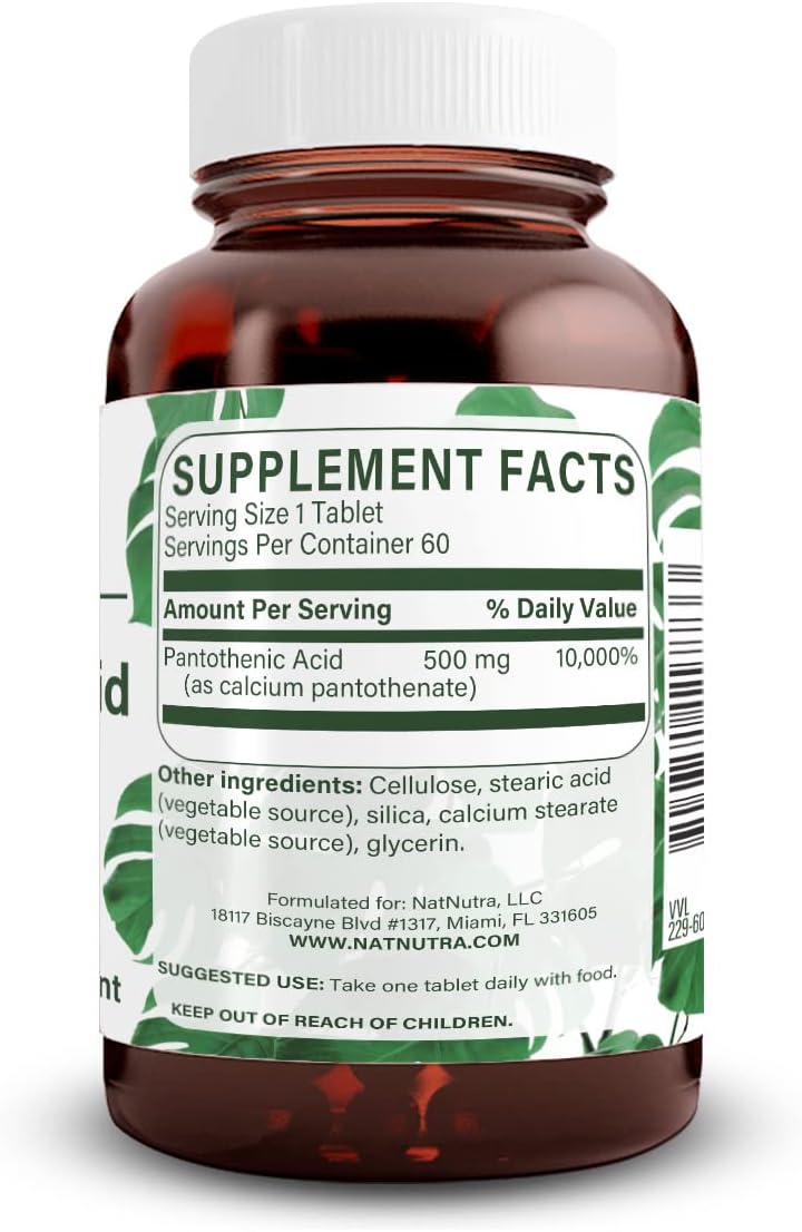 Natural Nutra Time Release Pantothenic Acid 500 mg - Vitamin B5 Supplement - görsel 2