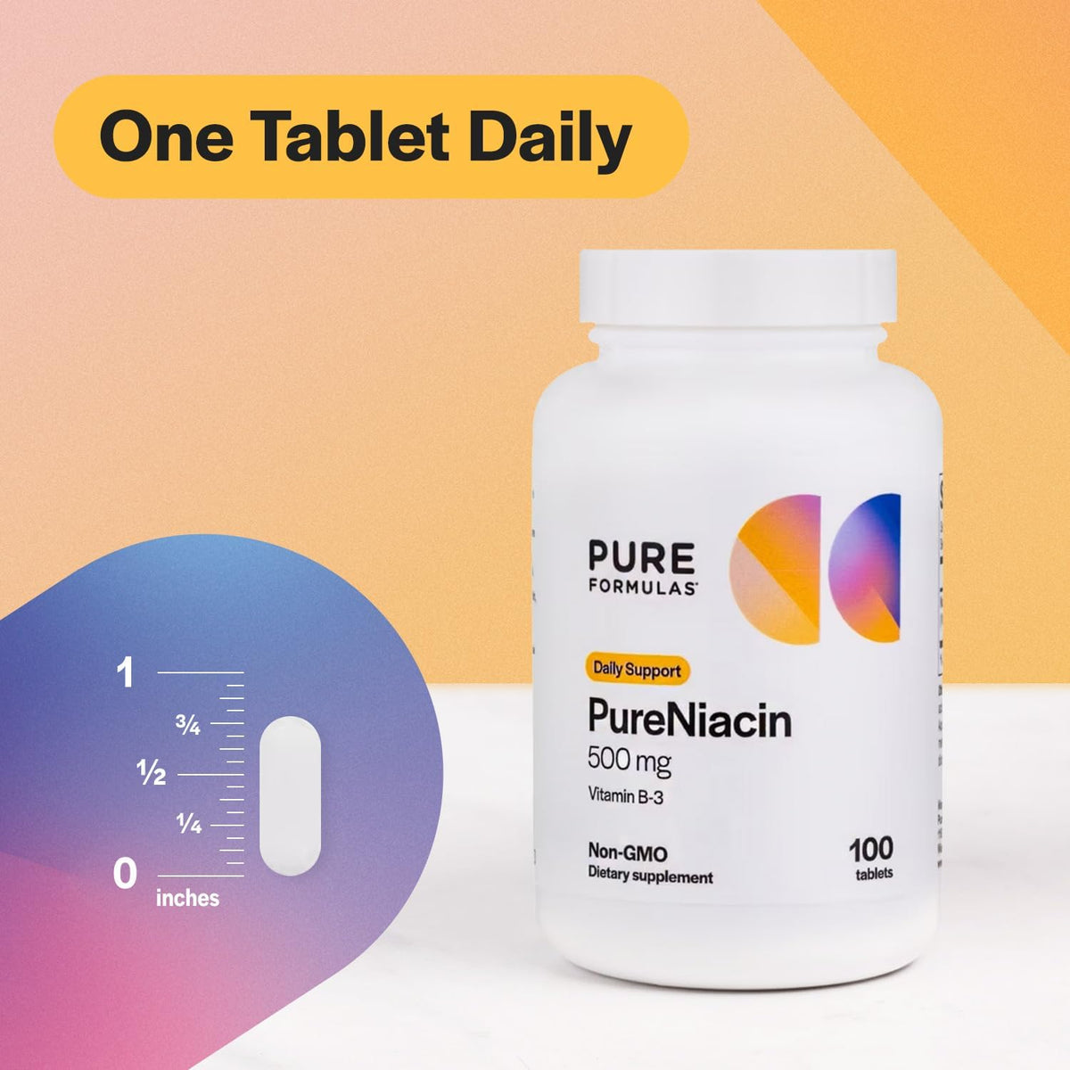 PureFormulas Pure Niacin - Vitamin B3, 500 mg Immediate-Release Niacin - Nicotinic Acid 100 Tablets - Non-GMO - görsel 4