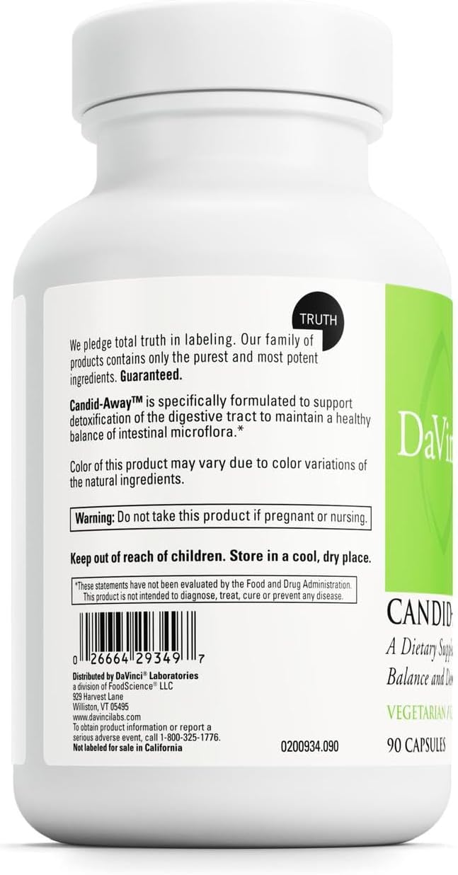 DAVINCI Labs Candid-Away – Digestive Gut Health Support with Digestive Enzymes, Calcium, Magnesium & More – 90 Vegetarian Capsules (30 Servings) - görsel 3